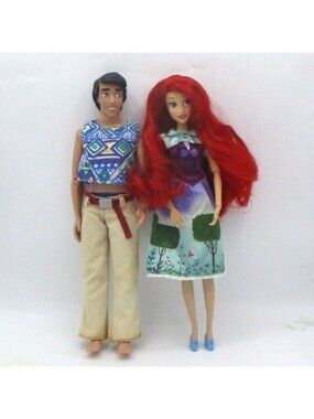Disney Store Ariel & Prince Eric Doll Red Hair Mermaid-Inspired Set 12"